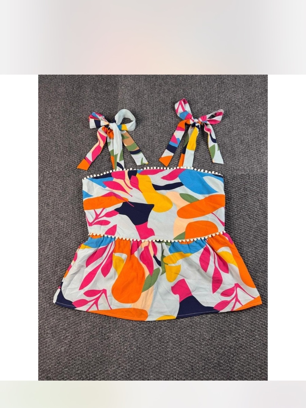 Multicolor Tie-Shoulder peplum top
